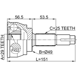 Alternative view of OUTER CV JOINT 29X49X25
