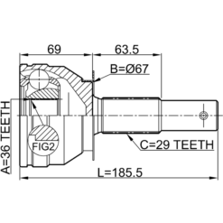 Alternative view of OUTER CV JOINT 36X67X29
