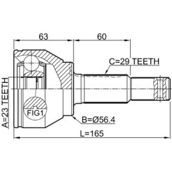 Alternative view of OUTER CV JOINT 23X56.4X29