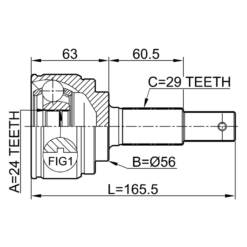 Alternative view of OUTER CV JOINT 24X56X29