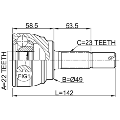 Alternative view of OUTER CV JOINT 22X49X23