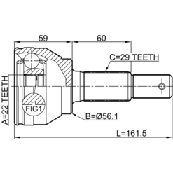 Alternative view of OUTER CV JOINT 22X56.1X29