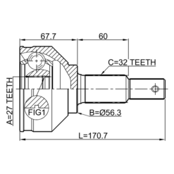 Alternative view of OUTER CV JOINT 27X56.3X32