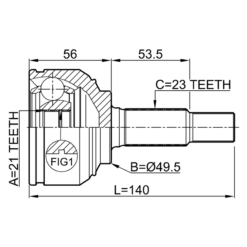 Alternative view of OUTER CV JOINT 21X49.5X23