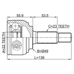 Alternative view of OUTER CV JOINT 22X49X23