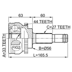 Alternative view of OUTER CV JOINT 33X56X27