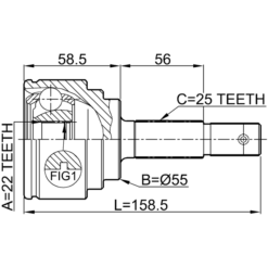 Alternative view of OUTER CV JOINT 22X55X25