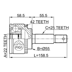 Alternative view of OUTER CV JOINT 22X55X25