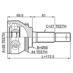 Alternative view of OUTER CV JOINT 26X55X27