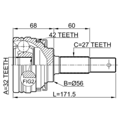 Alternative view of OUTER CV JOINT 32X56X27