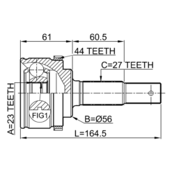 Alternative view of OUTER CV JOINT 23X56X27