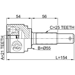 Alternative view of OUTER CV JOINT 21X55X25