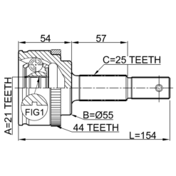 Alternative view of OUTER CV JOINT 21X55X25