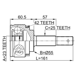 Alternative view of OUTER CV JOINT 23X55X25