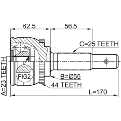 Alternative view of OUTER CV JOINT 23X55X25