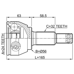 Alternative view of OUTER CV JOINT 24X56X32