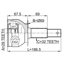 Alternative view of OUTER CV JOINT REAR 29X69X32