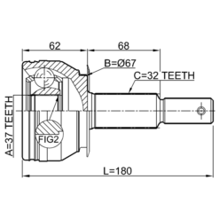 Alternative view of OUTER CV JOINT REAR 37X67X32