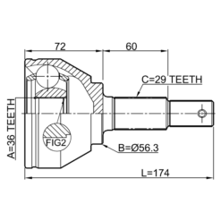 Alternative view of OUTER CV JOINT 36X56X29