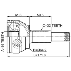 Alternative view of OUTER CV JOINT REAR 36X64.2X32