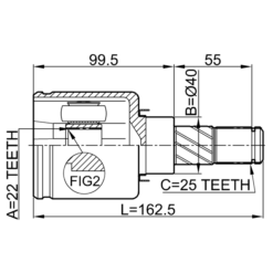 Alternative view of INNER CV JOINT RIGHT 22X40X25
