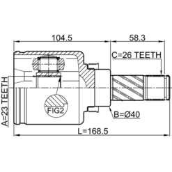 Alternative view of INNER CV JOINT LEFT 23X40X26