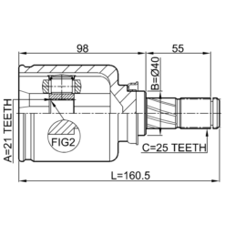 Alternative view of INNER CV JOINT 21X40X25