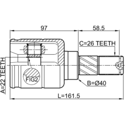 Alternative view of INNER CV JOINT 22X40X26