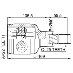 Alternative view of INNER CV JOINT 22X40X25