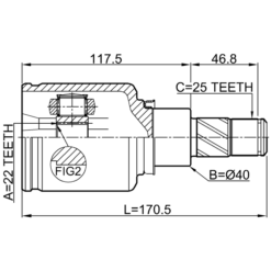 Alternative view of INNER CV JOINT LEFT 22X40X25