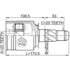 Alternative view of INNER CV JOINT RIGHT 22X32X25