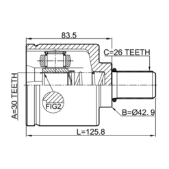 Alternative view of INNER CV JOINT LEFT 30X42.9X26