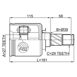 Alternative view of INNER CV JOINT LEFT 27X39X29