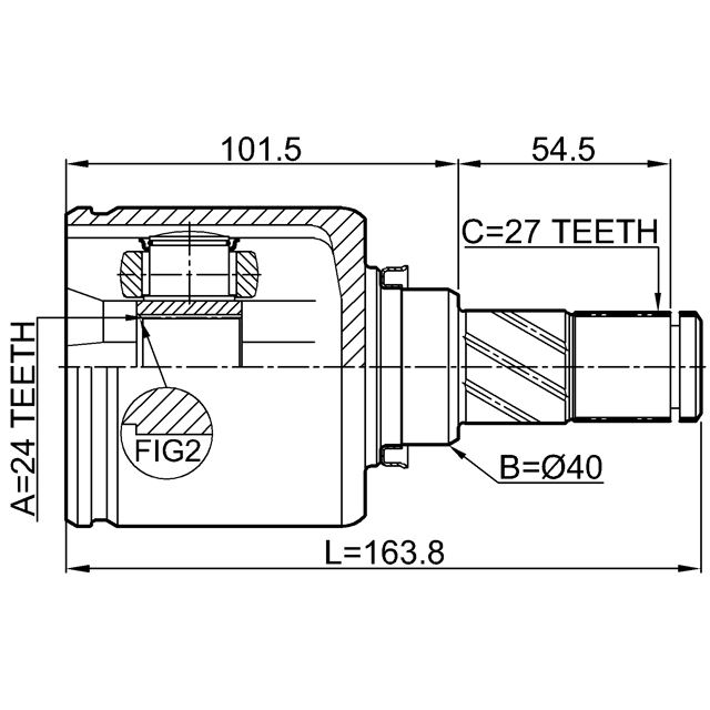 INNER CV JOINT LEFT 24X40X27 - Image 2