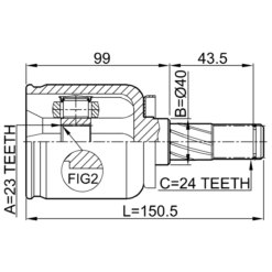 Alternative view of INNER CV JOINT 23X40X24