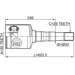 Alternative view of INNER CV JOINT RIGHT 35X43X29