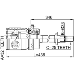 Alternative view of INNER CV JOINT RIGHT 32X33X25
