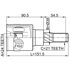 Alternative view of REAR INNER CV JOINT 24X38X21