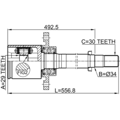 Alternative view of INNER CV JOINT RIGHT 29X34X30