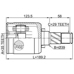 Alternative view of INNER CV JOINT LEFT 35X39X29