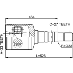 Alternative view of INNER CV JOINT RIGHT 33X35X27