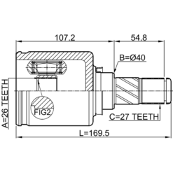 Alternative view of INNER CV JOINT LEFT 26X40X27