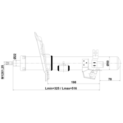 Alternative view of SHOCK ABSORBER FRONT LEFT GAS.TWIN TUBE