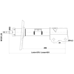 Alternative view of SHOCK ABSORBER FRONT LEFT GAS.TWIN TUBE