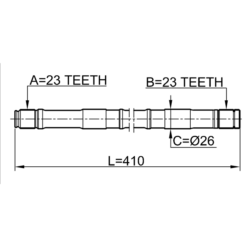 Alternative view of AXLE HALF SHAFT LEFT 23X410X23