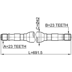Alternative view of AXLE HALF SHAFT RIGHT 23X692X23