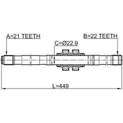 Alternative view of AXLE HALF SHAFT LEFT 21X448.4X22