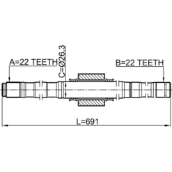 Alternative view of AXLE HALF SHAFT RIGHT 22X690X22