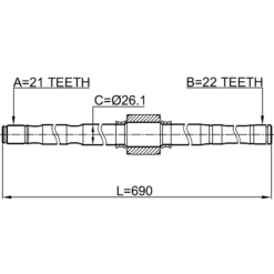 Alternative view of AXLE HALF SHAFT RIGHT 21X689X22