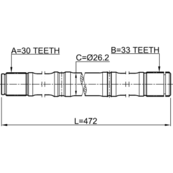 Alternative view of AXLE HALF SHAFT LEFT 30X471.7X33